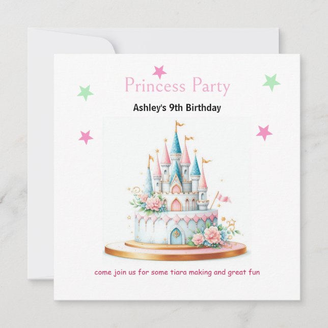 Invitación de cumpleaños encantada del castillo de (Anverso)