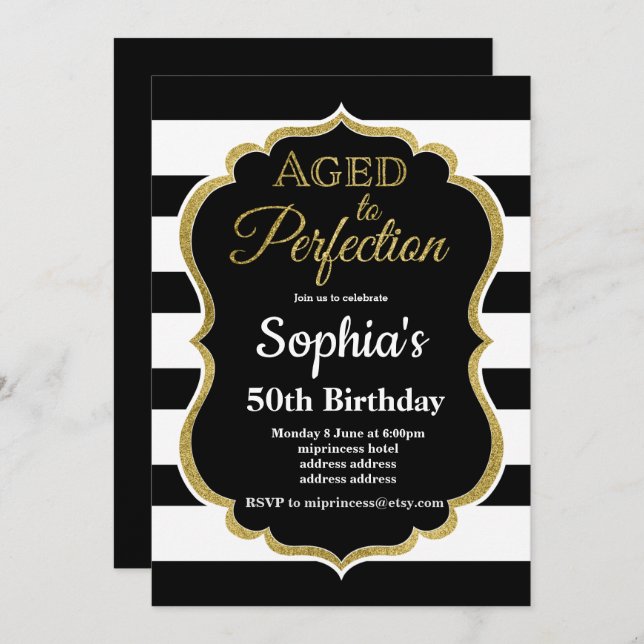 invitación de cumpleaños envejecida a perfección (Anverso / Reverso)