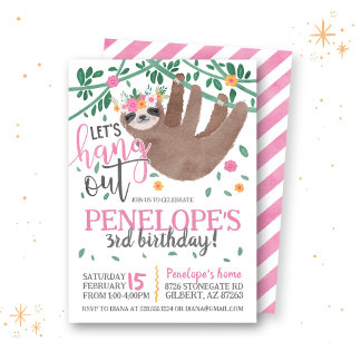 Invitación de cumpleaños eslogan rosado