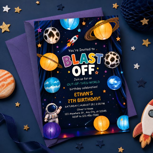 Invitación de cumpleaños espacial Blast Off para n (Subido por el creador)