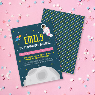 Invitación de cumpleaños espacial de astronauta ni