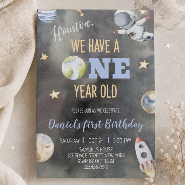 Invitación de cumpleaños espacial del astronauta d (Subido por el creador)