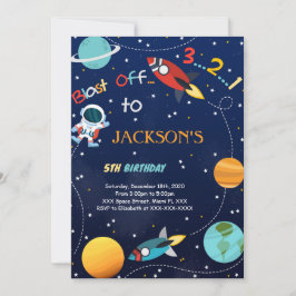 Invitación de cumpleaños espacial Despegue