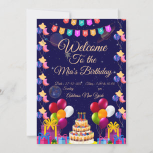 Invitación de cumpleaños espacial Fiesta de la g