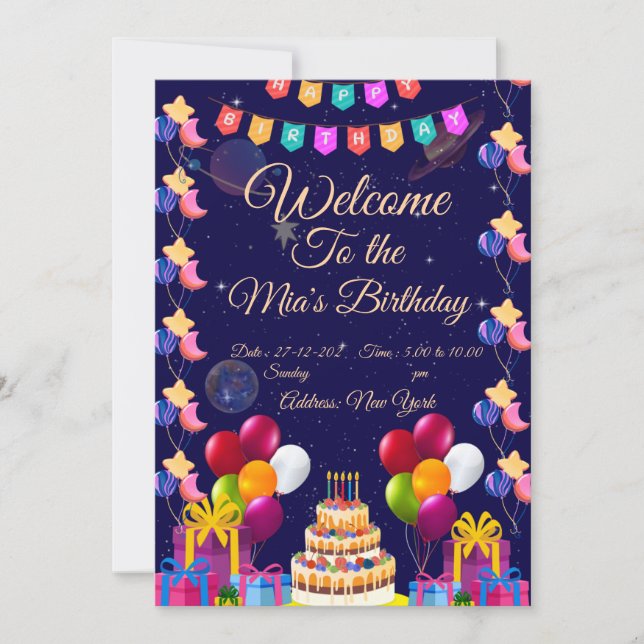 Invitación de cumpleaños espacial | Fiesta de la g (Anverso)