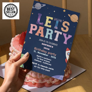 invitación de cumpleaños espacial para niñas