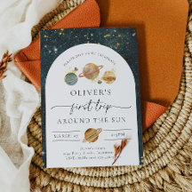 Invitación de cumpleaños espacial | Primer cumplea