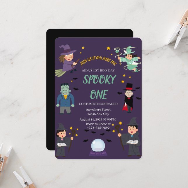 Invitación de cumpleaños espeluznante (Anverso/Reverso In Situ)