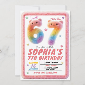 Invitación de cumpleaños esponjosa Six Seven