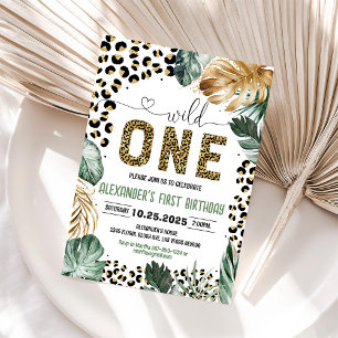 Invitación de cumpleaños estampa de leopardo Wild 