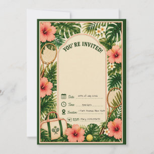 Invitación de cumpleaños estampados retro tenis tr