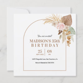 Invitación de cumpleaños estilo beige boho