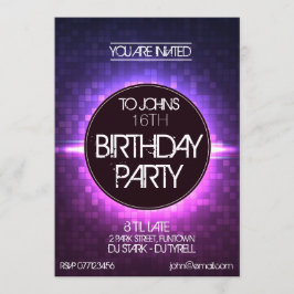 Invitación de cumpleaños estilo club nocturno