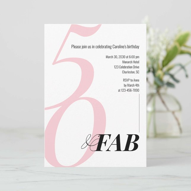 Invitación de cumpleaños fabulosa y rosa 50 (Subido por el creador)