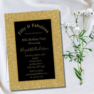 Invitación de cumpleaños fabuloso de 50 Glitter Or
