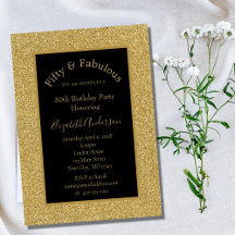 Invitación de cumpleaños fabuloso de 50 Glitter Or