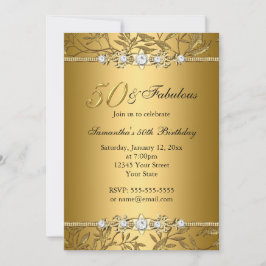 Invitación de cumpleaños fabuloso de hoja de joya