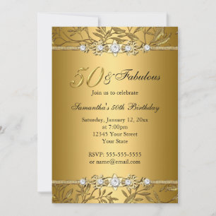 Invitación de cumpleaños fabuloso de hoja de joya