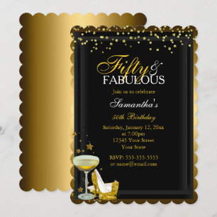 Invitación de cumpleaños fabuloso Gold Sparkle 50