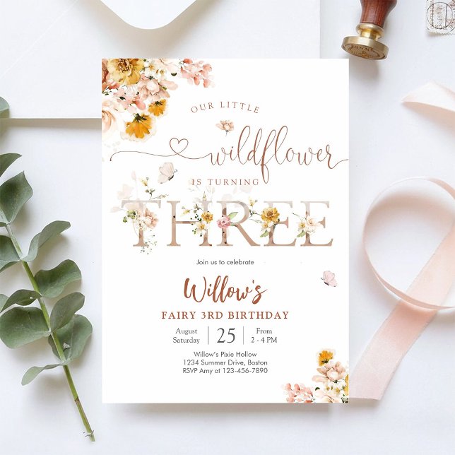 Invitación de cumpleaños Fairy Wildflower 3er cump (Subido por el creador)