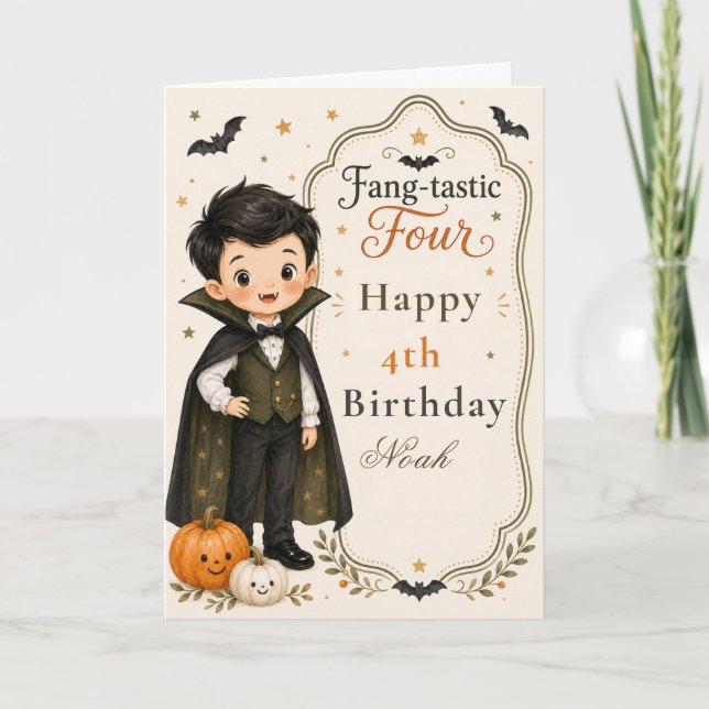 Invitación de cumpleaños Fang‑tastic Four (Anverso)