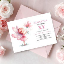 Invitación de cumpleaños fantasía niña hada rosa r