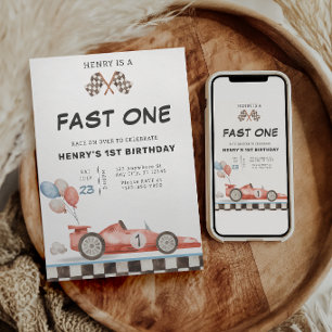 Invitación de cumpleaños Fast One Carrera de coche