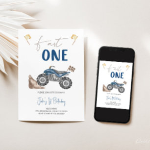 Invitación de cumpleaños "Fast One" de Blue Quad B