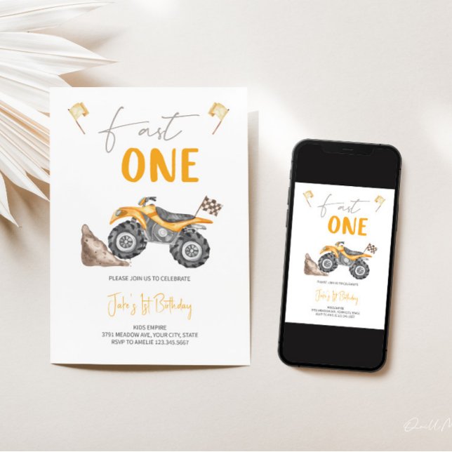 Invitación de cumpleaños "Fast One" en bicicleta c (Subido por el creador)