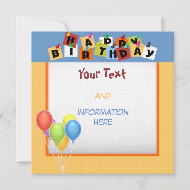 Invitación de cumpleaños feliz (Anverso)