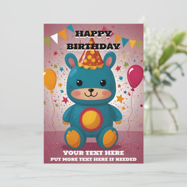 Invitación de cumpleaños feliz (Anverso de pie)