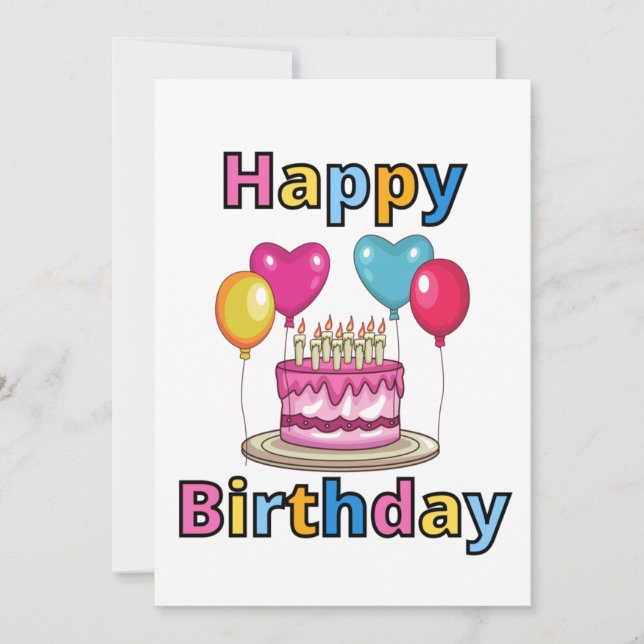 Invitación de cumpleaños feliz (Anverso)