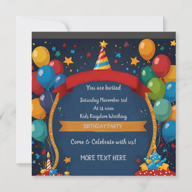 Invitación de cumpleaños feliz (Anverso)