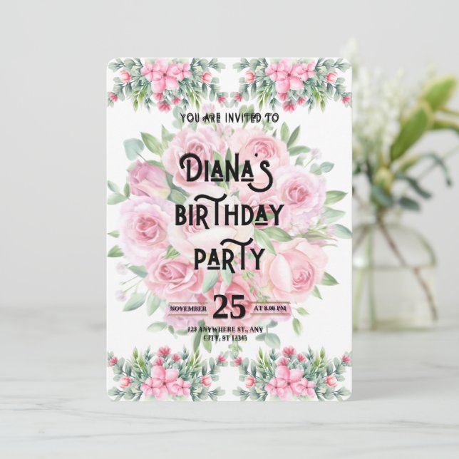 Invitación de Cumpleaños Feliz (Anverso de pie)