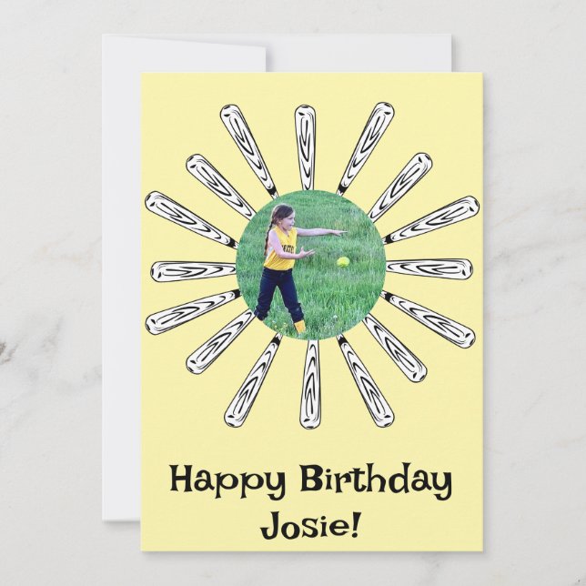 Invitación de cumpleaños feliz a la flor de bola d (Anverso)