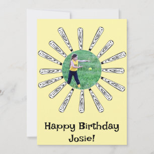 Invitación de cumpleaños feliz a la flor de bola d