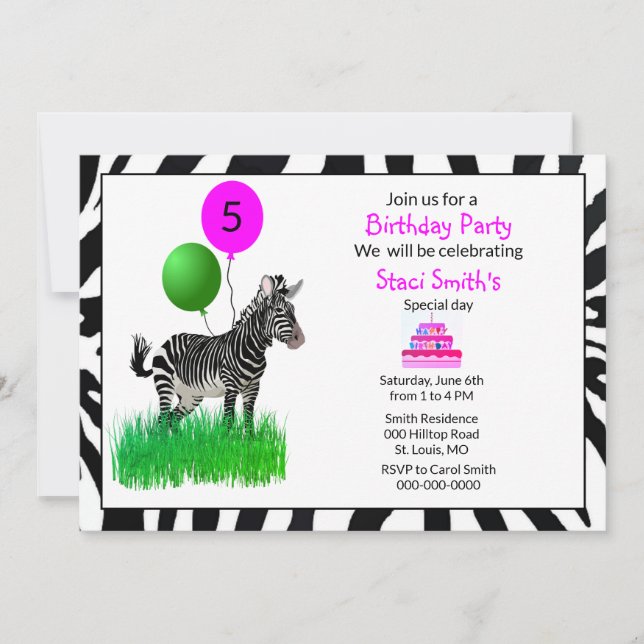 Invitación de cumpleaños feliz a los Chicas modern (Anverso)