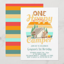 Invitación de cumpleaños feliz campista del bosque