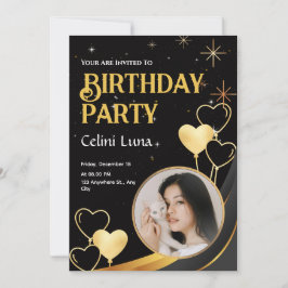 Invitación de cumpleaños feliz con elegancia en ne