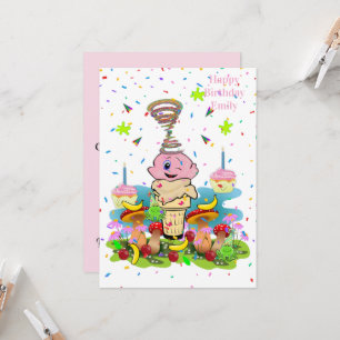 Invitación de Cumpleaños Feliz Cupcake Divertido R