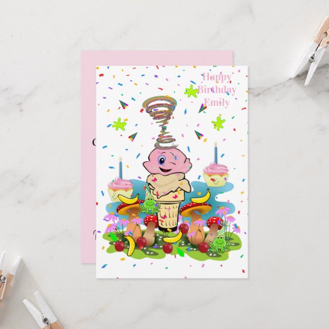 Invitación de Cumpleaños Feliz Cupcake Divertido R (Anverso/Reverso In Situ)