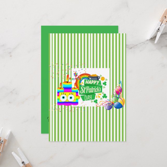 Invitación de Cumpleaños Feliz de San Patricio (Anverso/Reverso In Situ)