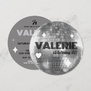 Invitación de cumpleaños feliz de Silver Disco Bal