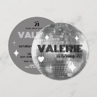 Invitación de cumpleaños feliz de Silver Disco Bal