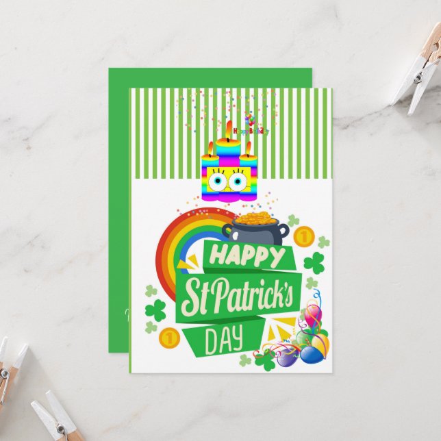 Invitación de cumpleaños feliz Día de San Patricio (Anverso/Reverso In Situ)