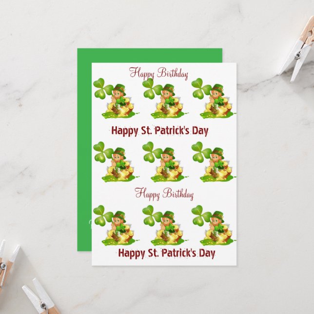 Invitación de cumpleaños feliz Día de San Patricio (Anverso/Reverso In Situ)