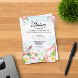 Invitación de cumpleaños femenina personalizable -