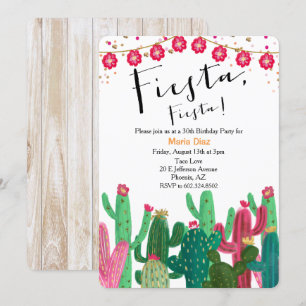 Invitación de cumpleaños Fiesta Cactus