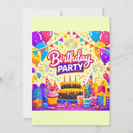 Invitación de Cumpleaños Fiesta con Globos Brillan