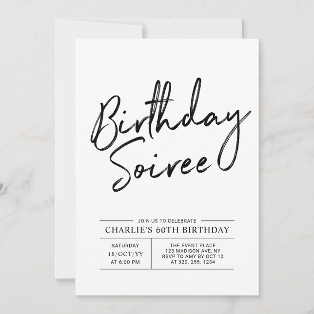 Invitación de cumpleaños/fiesta de adulto moderna (Anverso)